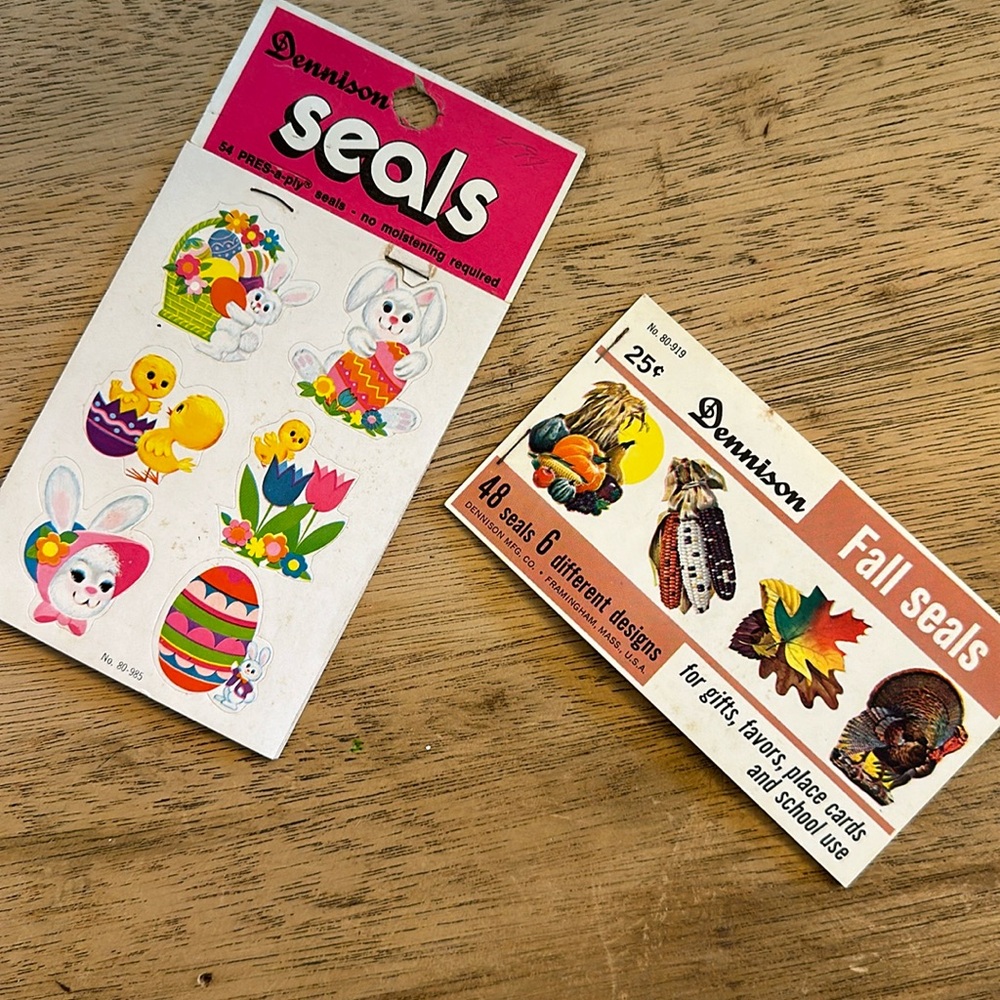 Dennison seals vintage collectors item Easter and fall unused